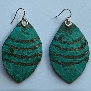 Silpada Cayman Turquoise Drop Earrings Patina Brass & Sterling